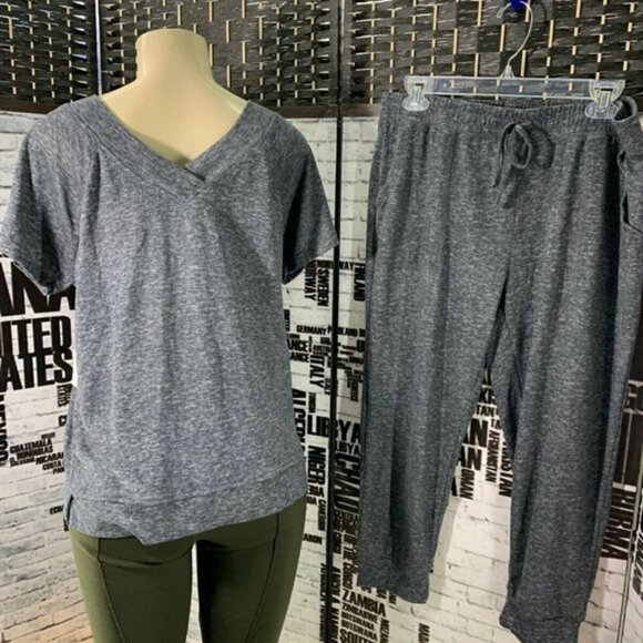 Danskin 2 PC Gray Space-Dye Top & Pants Sleepwear - Picture 4 of 8